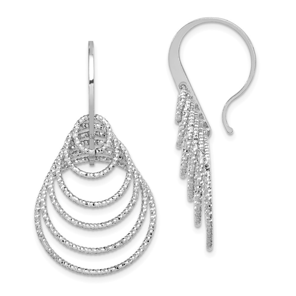 925 Sterling Silver Rhodium-plated D/C Graduated Circles Dangle Earrings